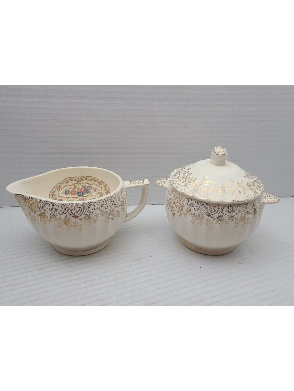 Antique Limoges Toledo Delight Creamer & Lidded Sugar Bowl Set, 22K, Stunning!